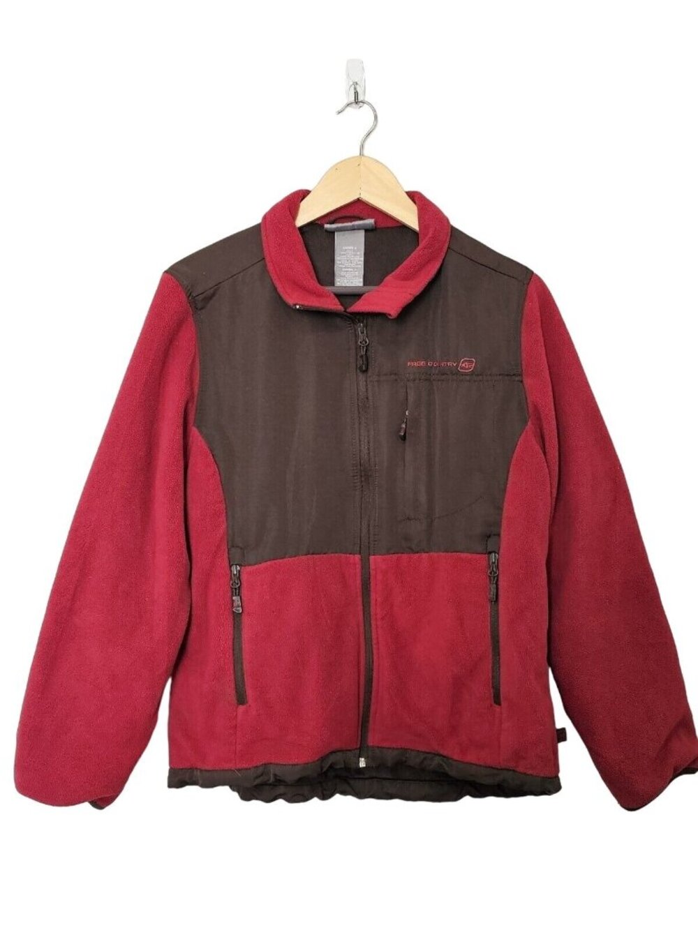 Free Country FC Women's Jacket Size Large Burgundy Fleece Lined Full Zip Top